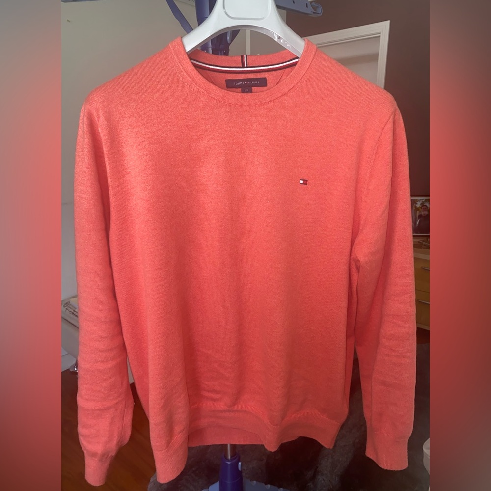 Tommy Hilfiger Men’s Crewneck Knitted Salmon Pink Sweater